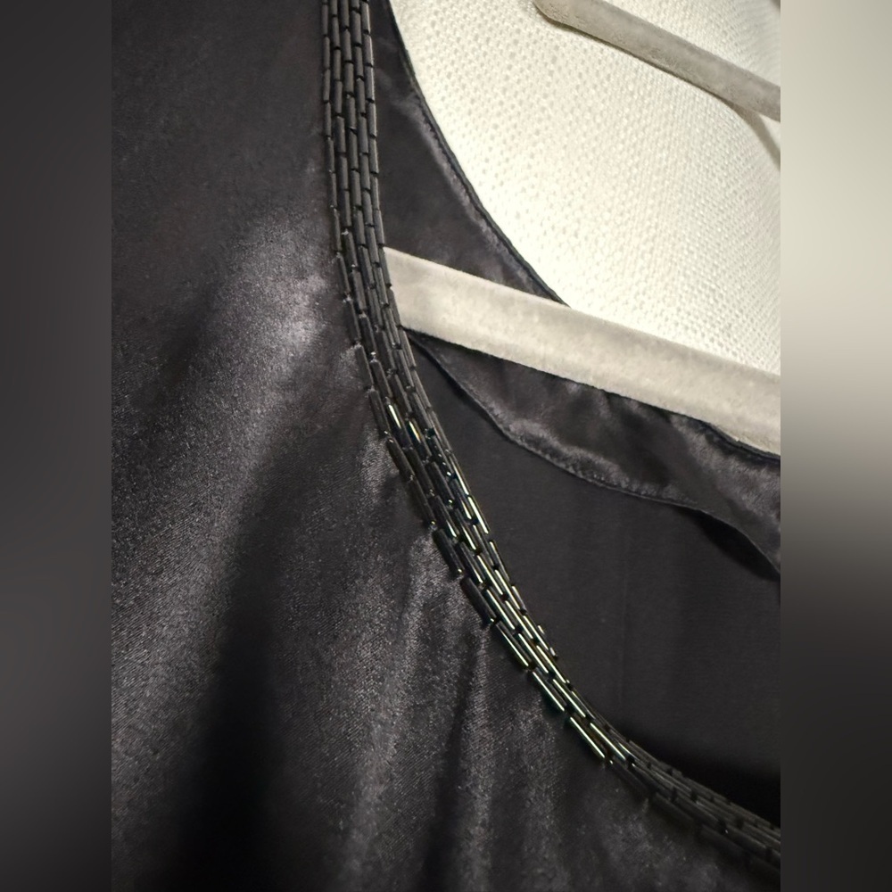 Nordstrom Intimates Black Silk Beaded Tank Top 1X - Picture 4 of 7